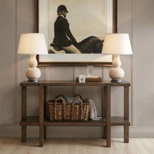 Geometric Rectangular 2 Tier Console Table | Natural Wood Throughout Geometric Console Tables (View 16 of 20)