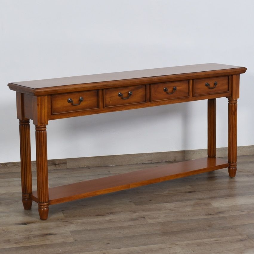 Georgian Narrow Console Table (mahogany) . 4 Drawers | Akd In 1 Shelf Square Console Tables (Photo 7 of 20)