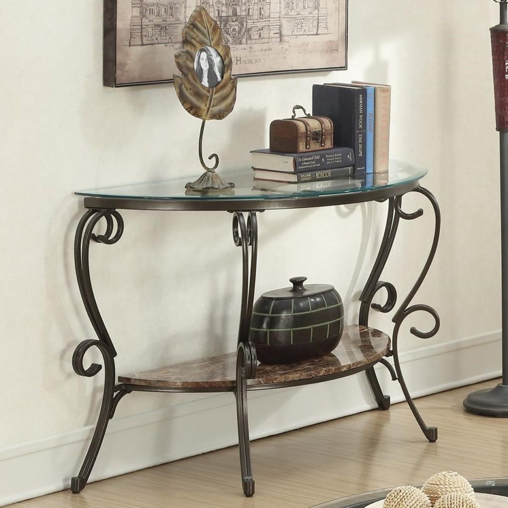 Gertrude Sofa Table With Faux Marble Shelf | Quality With Regard To Faux Marble Console Tables (View 9 of 20)