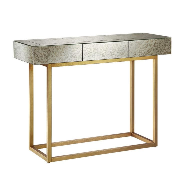 Glam Mirror Gold Console Table With Antique Gold And Glass Console Tables (View 6 of 20)