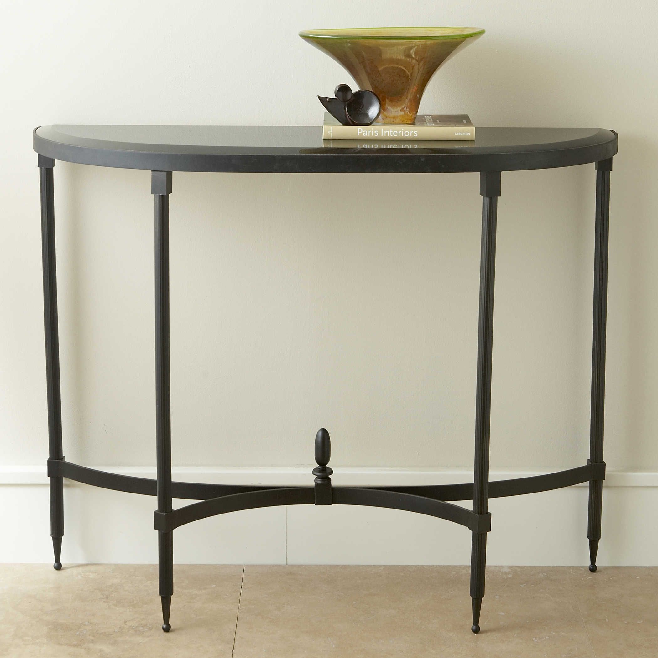 Global Views Fluted Iron Collection Bronze With Granite 42 In Round Iron Console Tables (View 2 of 20)