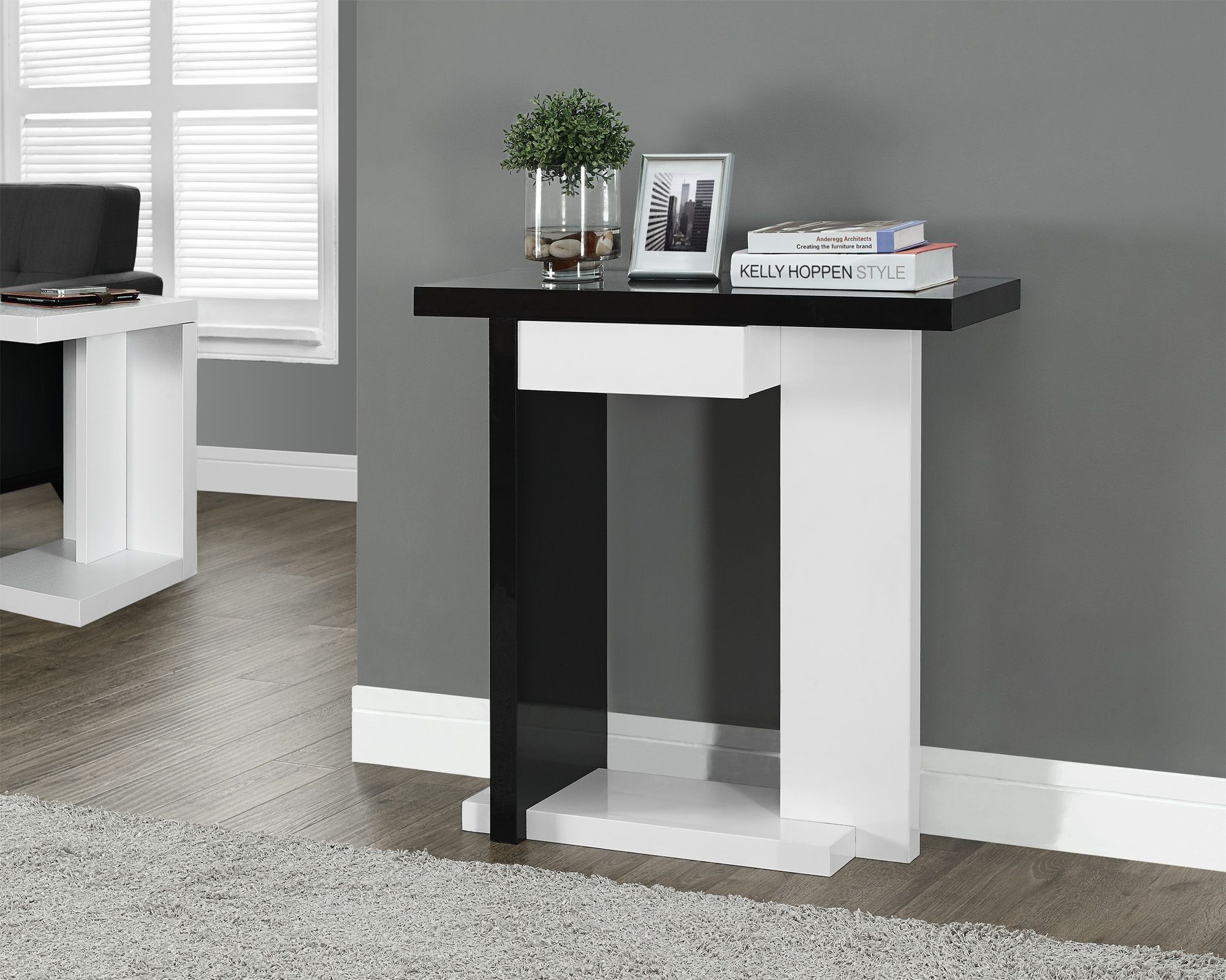 Glossy White/black 32" Hall Console Accent Table From Throughout Square High Gloss Console Tables (Photo 1 of 20)