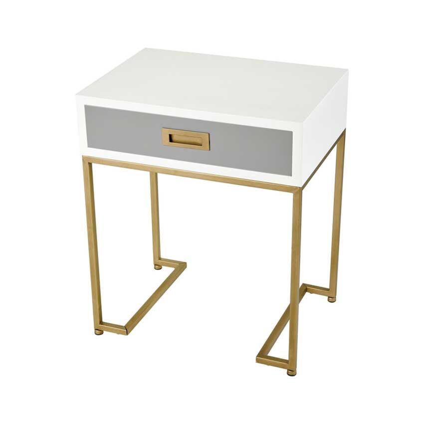 Gold Framed Sofa Table With White Wood Top And Grey Drawer For Gray And Gold Console Tables (View 14 of 20)