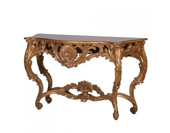 Gold Leaf Versailles French Console Table | Antique In Antique Blue Gold Console Tables (Photo 8 of 20)