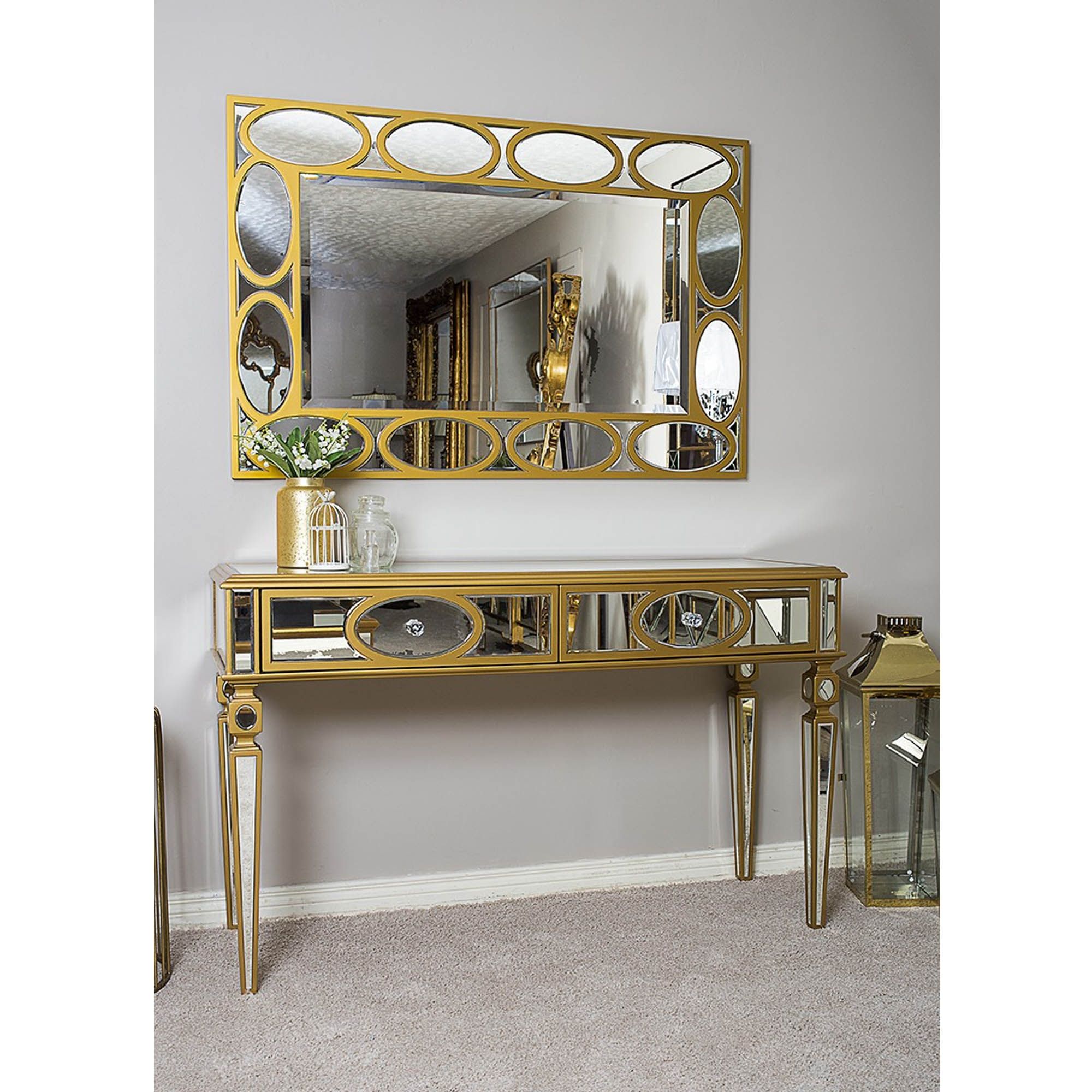 Gold Mirrored Sofa Table | Baci Living Room With Metallic Gold Modern Console Tables (View 12 of 20)