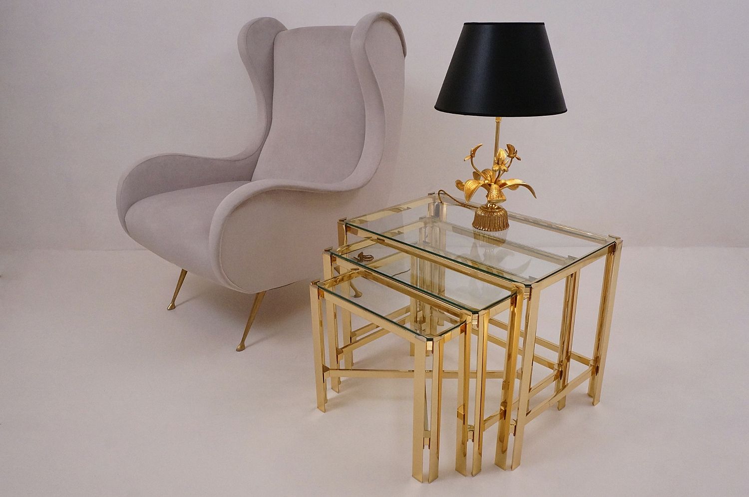Gold Nesting Tables, Gold Plated Giltpierre Vandel With Regard To Antique Gold Nesting Console Tables (Photo 3 of 20)