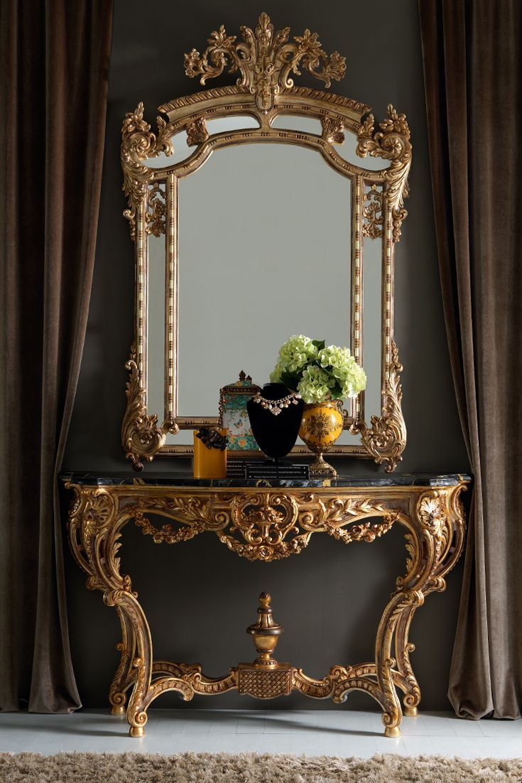 Gold Rococo Console Table And Mirror Set | Juliettes Inside Antique Mirror Console Tables (Photo 1 of 20)
