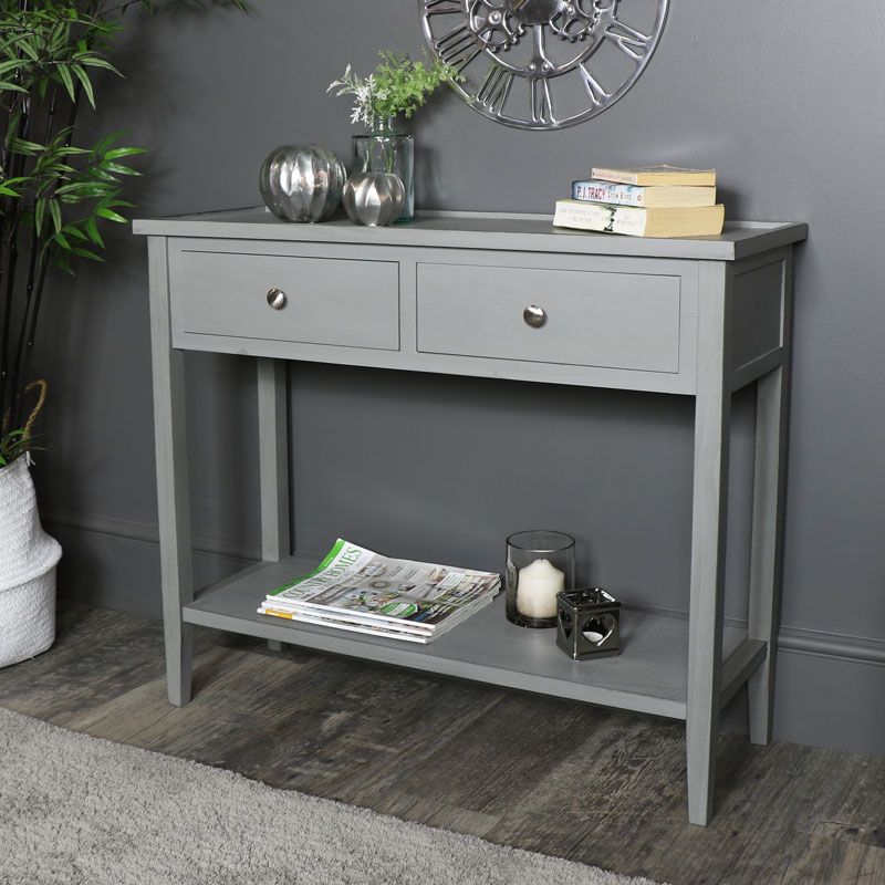 Grey 2 Drawer Console Table With 2 Drawer Console Tables (Photo 5 of 20)
