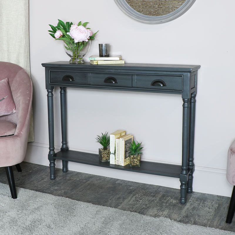Grey Console Table With Shelf – Lancaster Range In Gray And Black Console Tables (View 3 of 20)