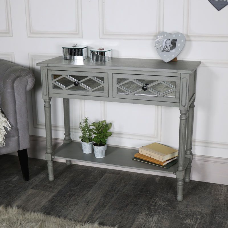 Grey Mirrored Console Table Vienna Range For Smoke Gray Wood Console Tables (Photo 3 of 20)