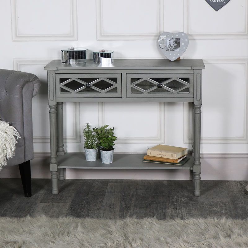 Grey Mirrored Console Table Vienna Range Intended For Gray And Black Console Tables (View 12 of 20)