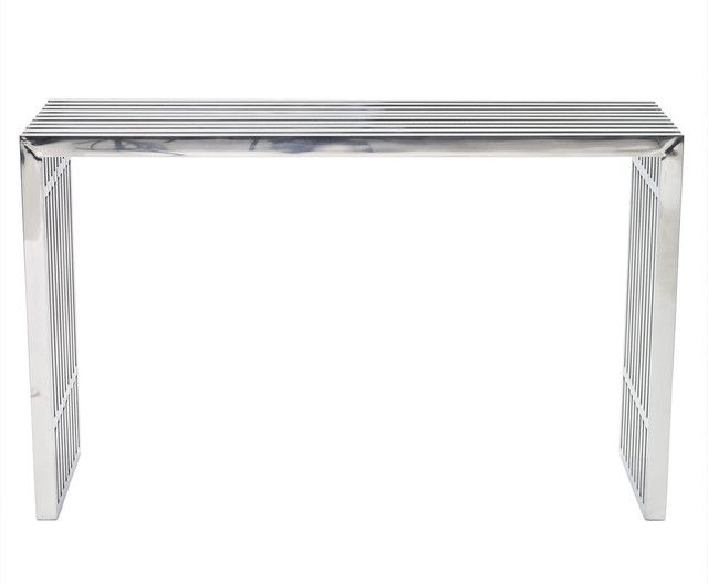 Gridiron Stainless Steel Console Table – Contemporary Within Silver Stainless Steel Console Tables (View 3 of 20)