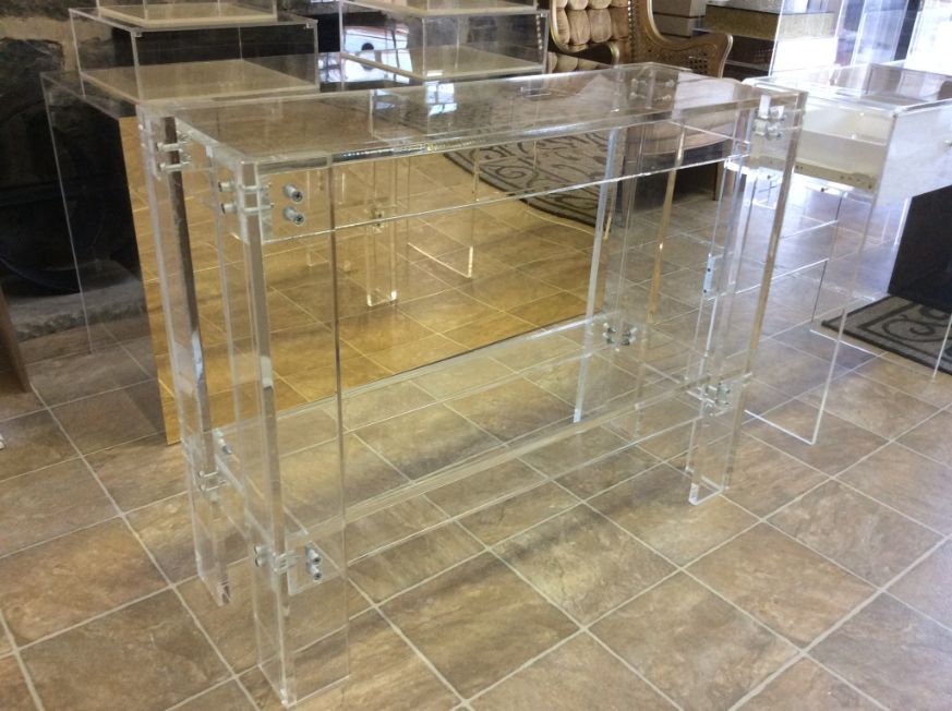 Hand Crafted Acrylic Lucite Console / Sofa Table Bar Intended For Clear Console Tables (Photo 20 of 20)
