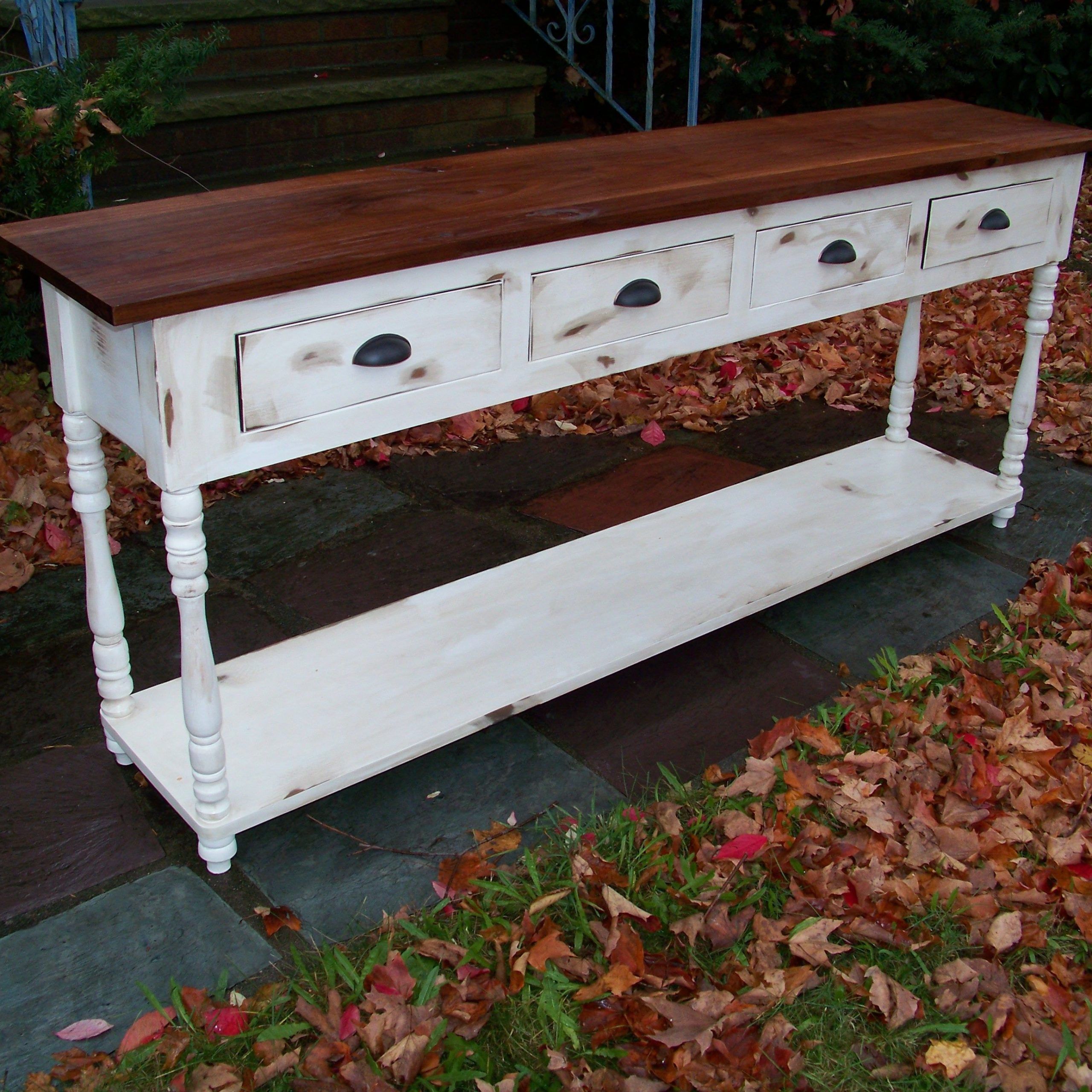 Hand Made Reclaimed Distressed Console Tablecooper's In Square Weathered White Wood Console Tables (Photo 3 of 20)