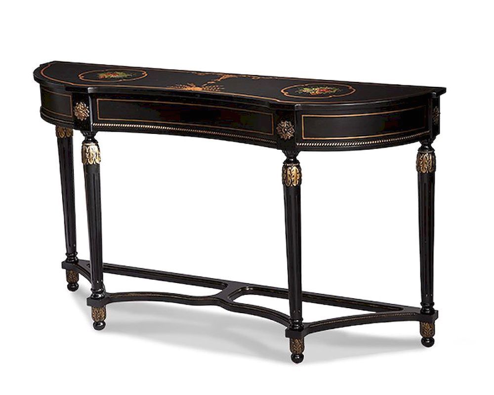 Handpainted Antique Style Decorative Wood Console Storage For Antique Silver Metal Console Tables (Photo 15 of 20)