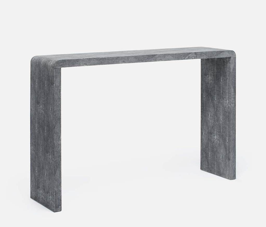 Harlow Narrow Console Cool Grey Faux Shagreen | Console Regarding Faux Shagreen Console Tables (View 19 of 20)