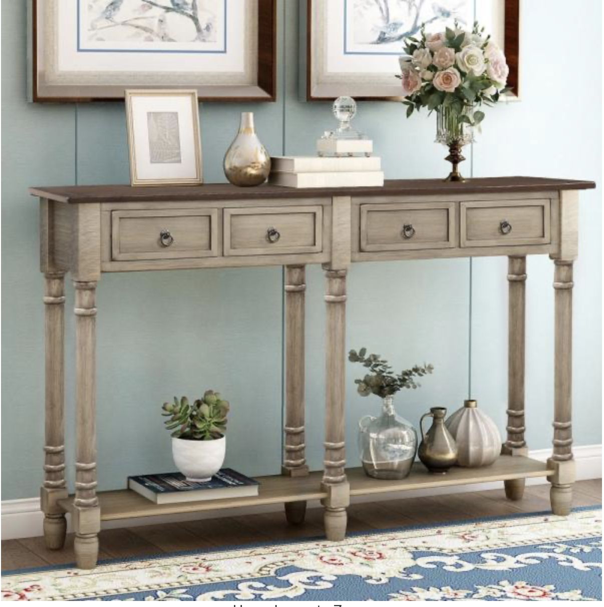 Harper & Bright Designs 58 In. Antique Gray Standard For Gray Driftwood Storage Console Tables (Photo 13 of 20)