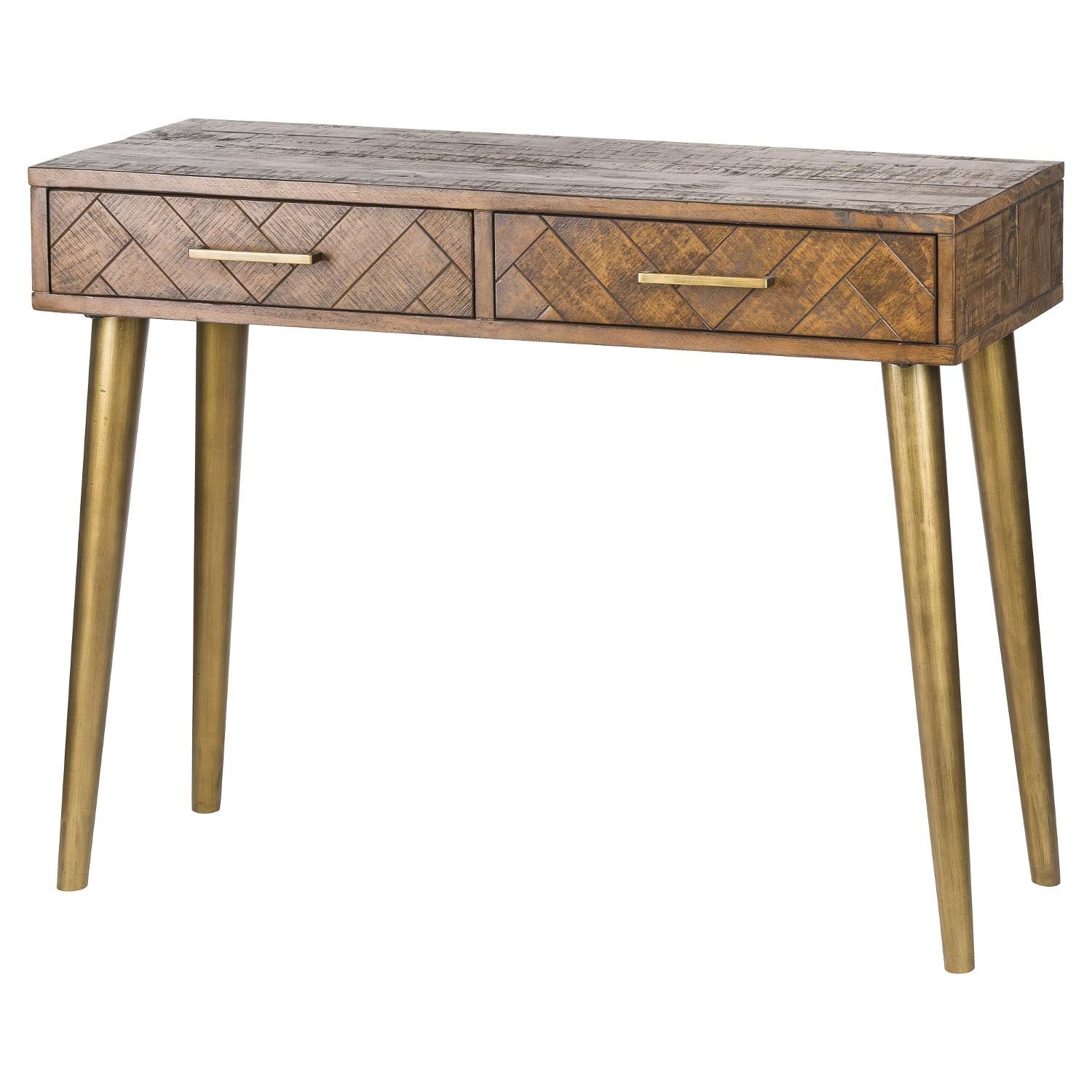 Havana Gold 2 Drawer Console Table | From Baytree Interiors Intended For Walnut Wood And Gold Metal Console Tables (View 2 of 20)