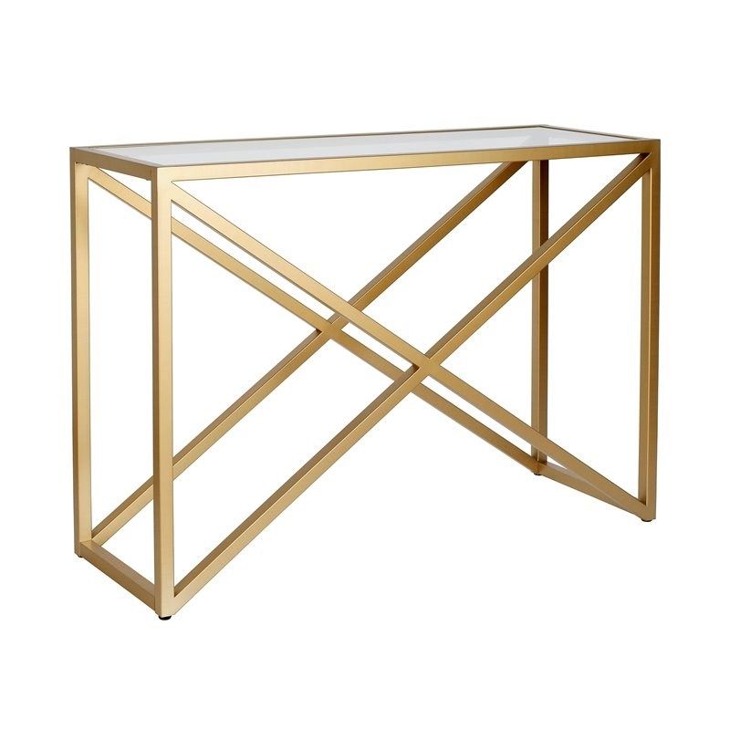 Henn&hart 30' Geometric Metal Console Table In Brass – At0258 With Regard To Geometric Console Tables (View 8 of 20)
