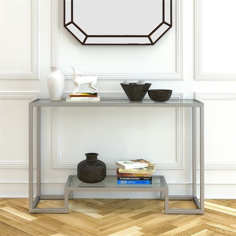Henn&hart Glam Geometric Nickel And Gray Metal Console Regarding Geometric Console Tables (View 11 of 20)
