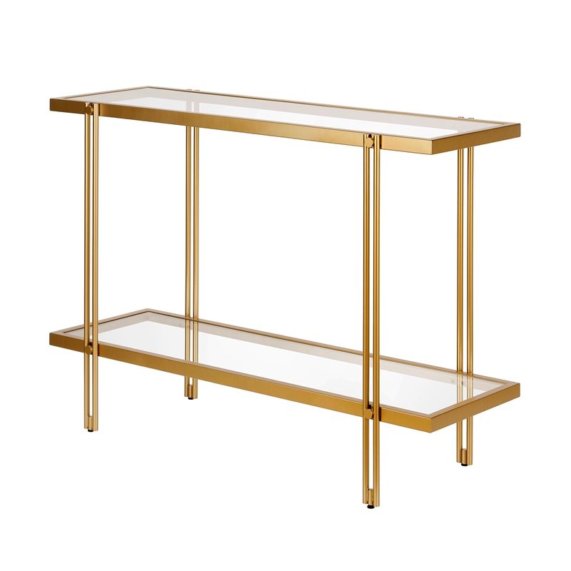 Henn&hart Modern Rectangular Metal Console Table In Brass Pertaining To Bronze Metal Rectangular Console Tables (Photo 2 of 20)
