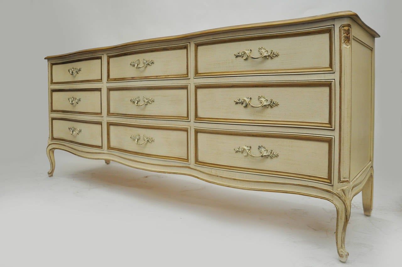 Henredon French Style Cream And Gold Guild Dresser Or In Cream And Gold Console Tables (Photo 17 of 20)