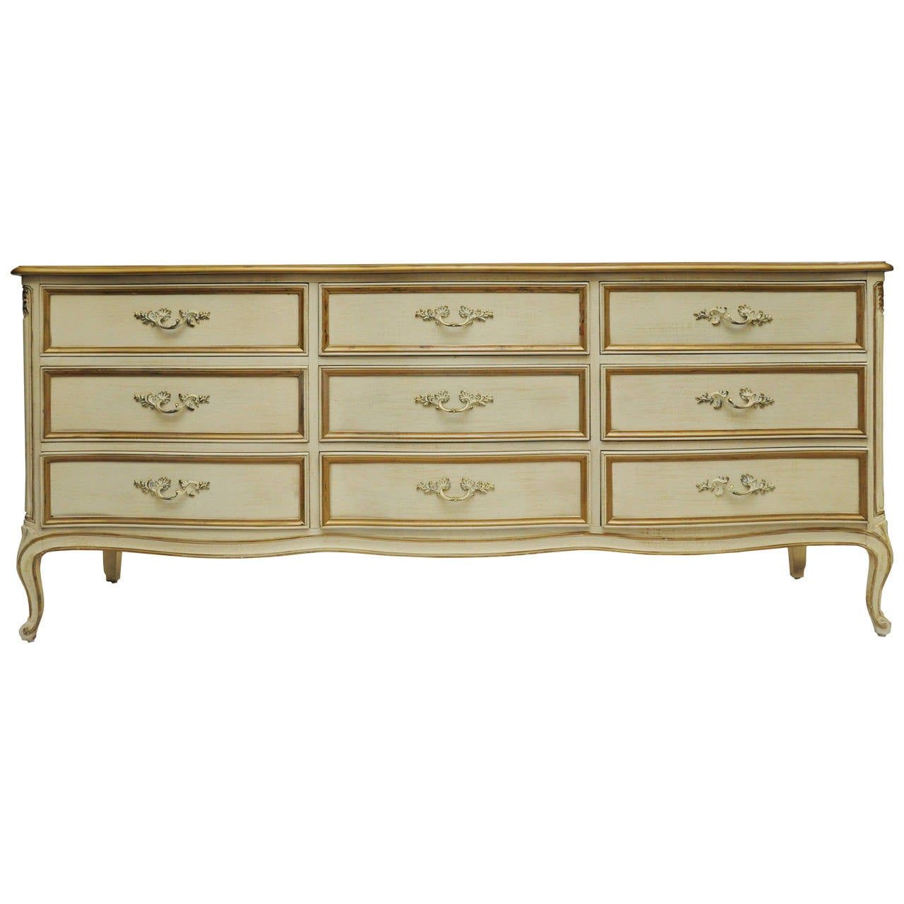 Henredon French Style Cream And Gold Guild Dresser Or In Cream And Gold Console Tables (Photo 10 of 20)