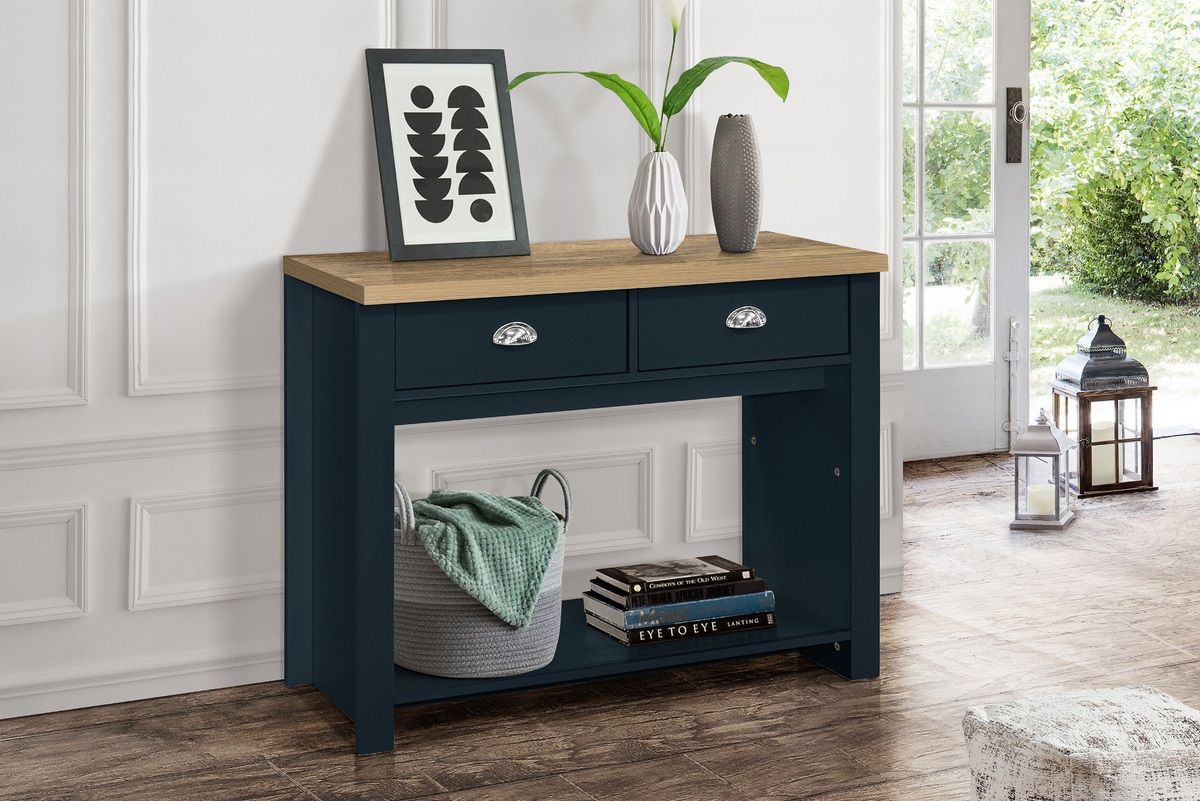 Highgate 2 Drawer Console Table Navy – Birlea Furniture With Regard To 2 Drawer Console Tables (Photo 6 of 20)
