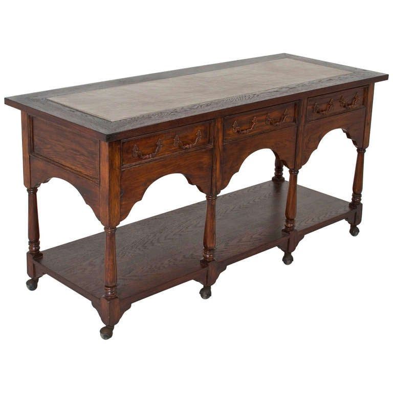 Hollywood Regency Vintage French Carved Oak Tall Trough For Vintage Gray Oak Console Tables (View 11 of 20)