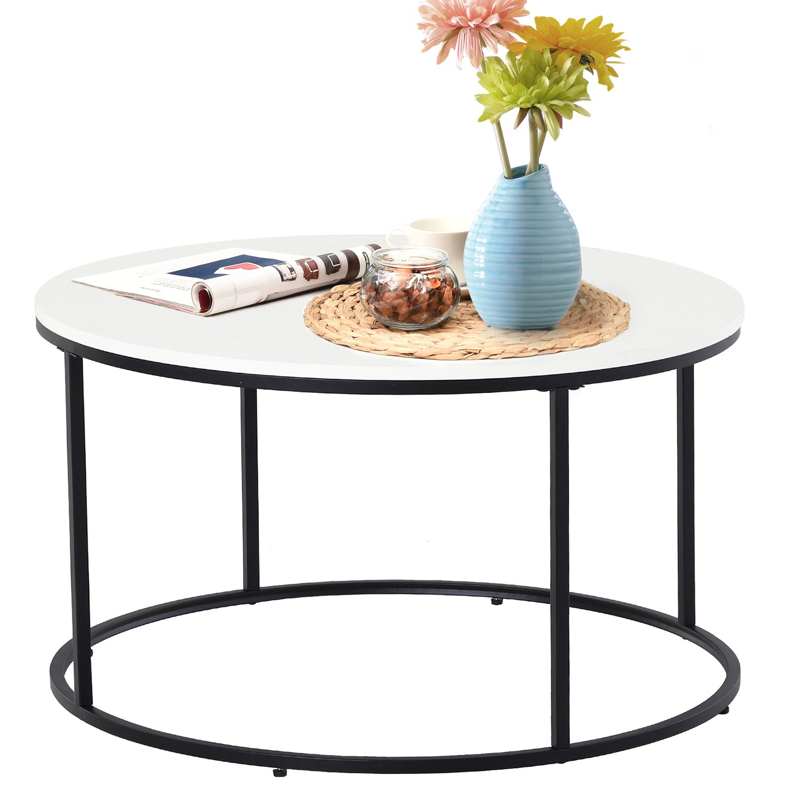 Homcom Metal Round Coffee Sofa Table Side With A Simply Within Round Console Tables (Photo 18 of 20)