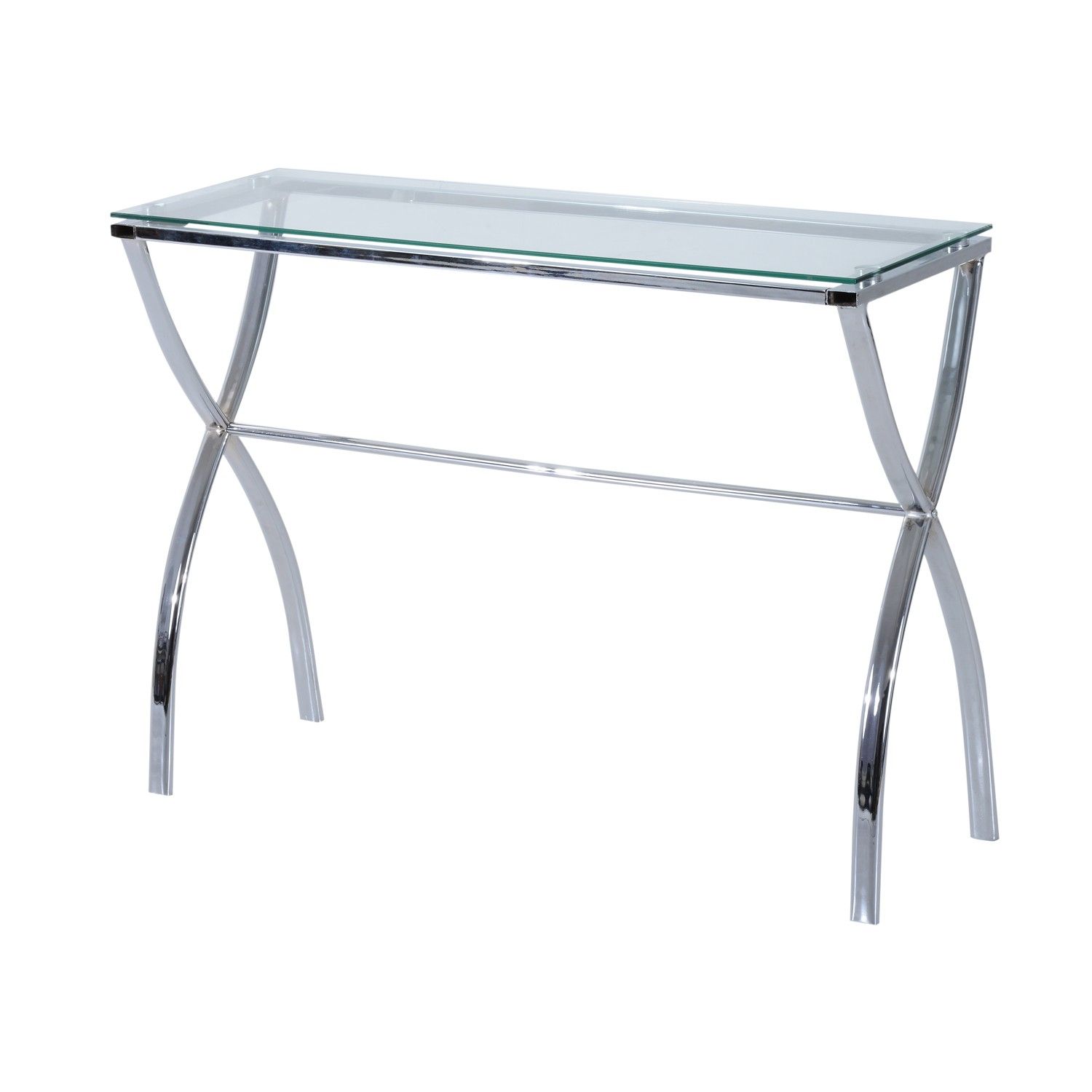 Homcom Modern Glass Console Table For Entryway And Hallway In Glass And Chrome Console Tables (View 18 of 20)