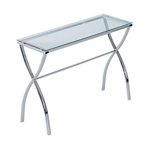Homcom Modern Glass Console Table For Entryway And Hallway Intended For Chrome And Glass Modern Console Tables (Photo 13 of 20)