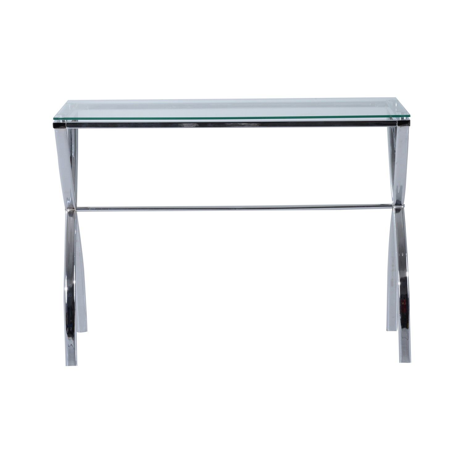 Homcom Modern Glass Console Table For Entryway And Hallway Within Chrome And Glass Modern Console Tables (View 9 of 20)