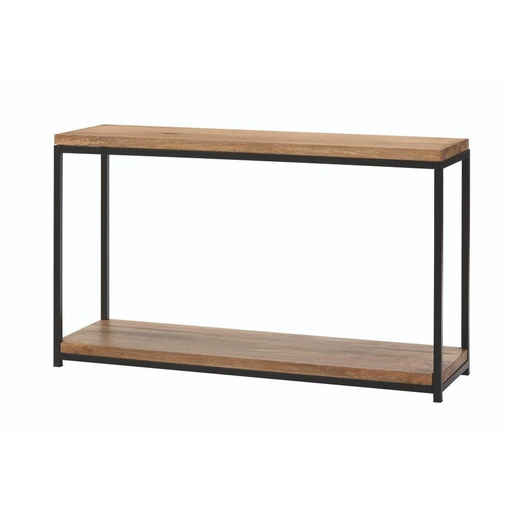 Home Decorators Collection Anjou 54 In. Natural/black Inside Natural And Caviar Black Console Tables (Photo 14 of 20)