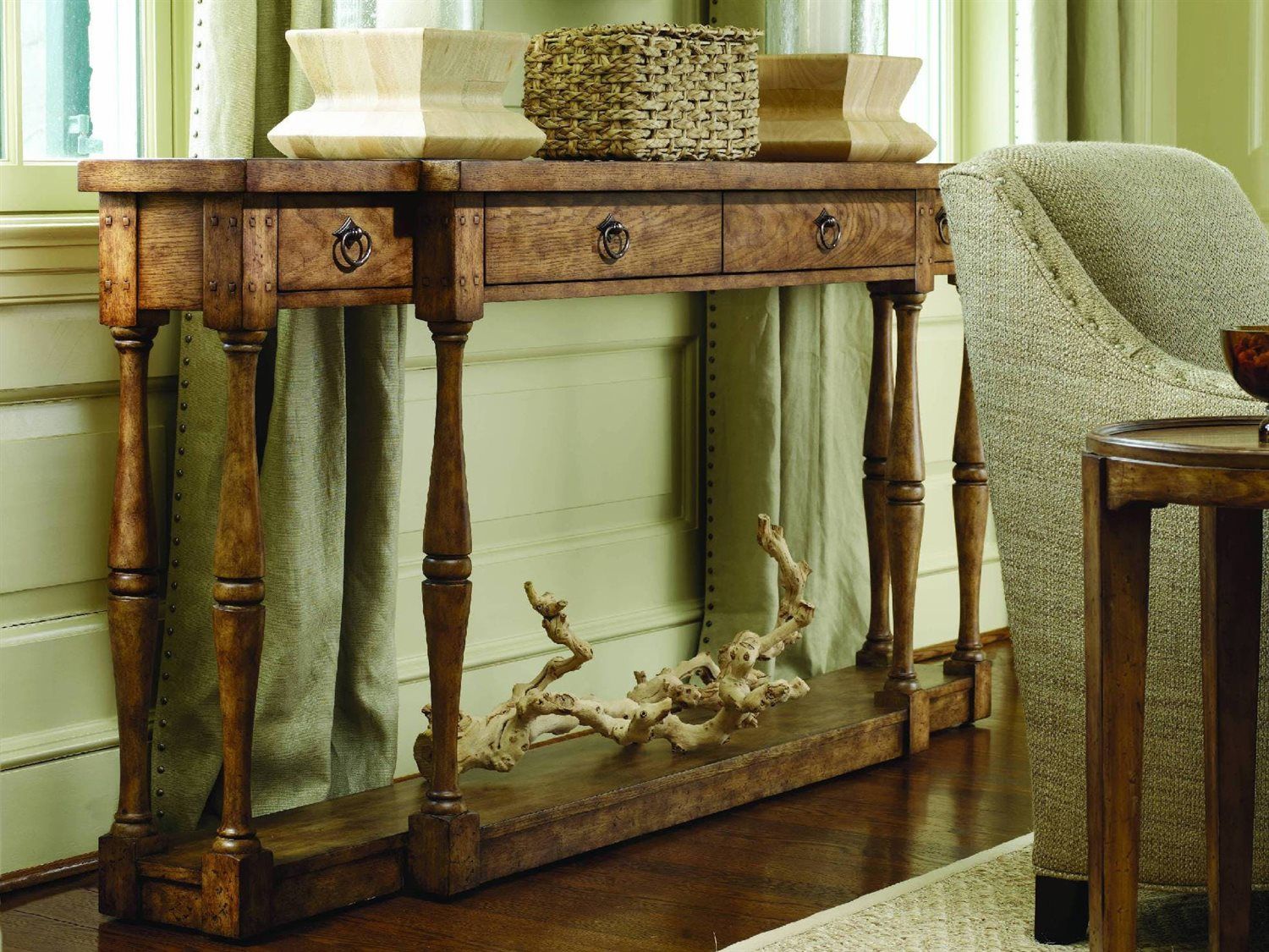 Hooker Furniture Sanctuary Antique Driftwood 72''l X 12''w Within Antiqued Gold Rectangular Console Tables (Photo 6 of 20)