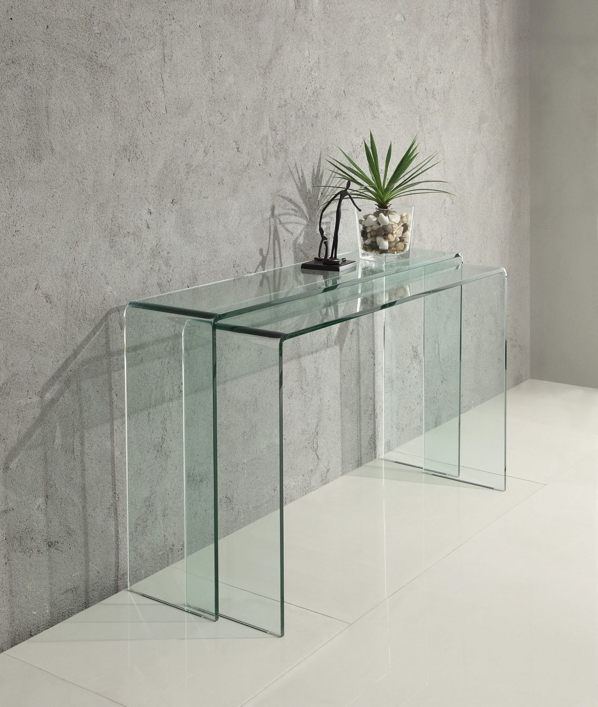 Imagination Glass Console Table – 2pc Set For Glass And Pewter Oval Console Tables (View 16 of 20)