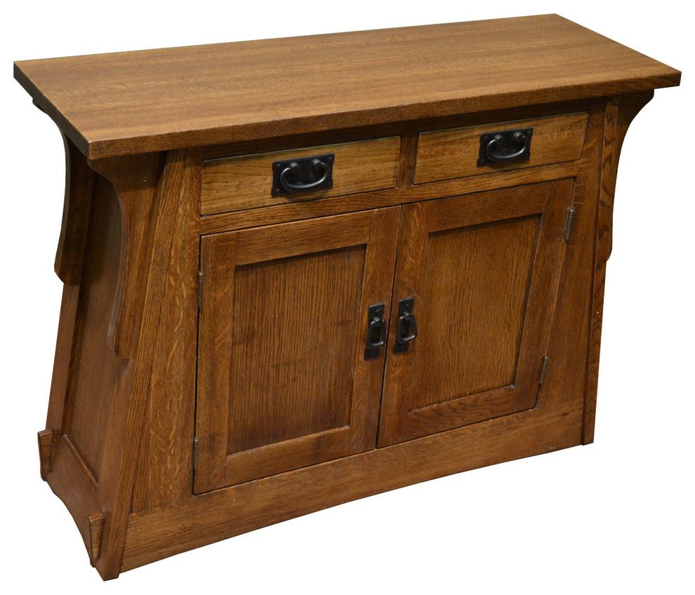 In Stock: Arts And Crafts, Mission Crofter Style Entry Within Metal And Mission Oak Console Tables (Photo 11 of 20)