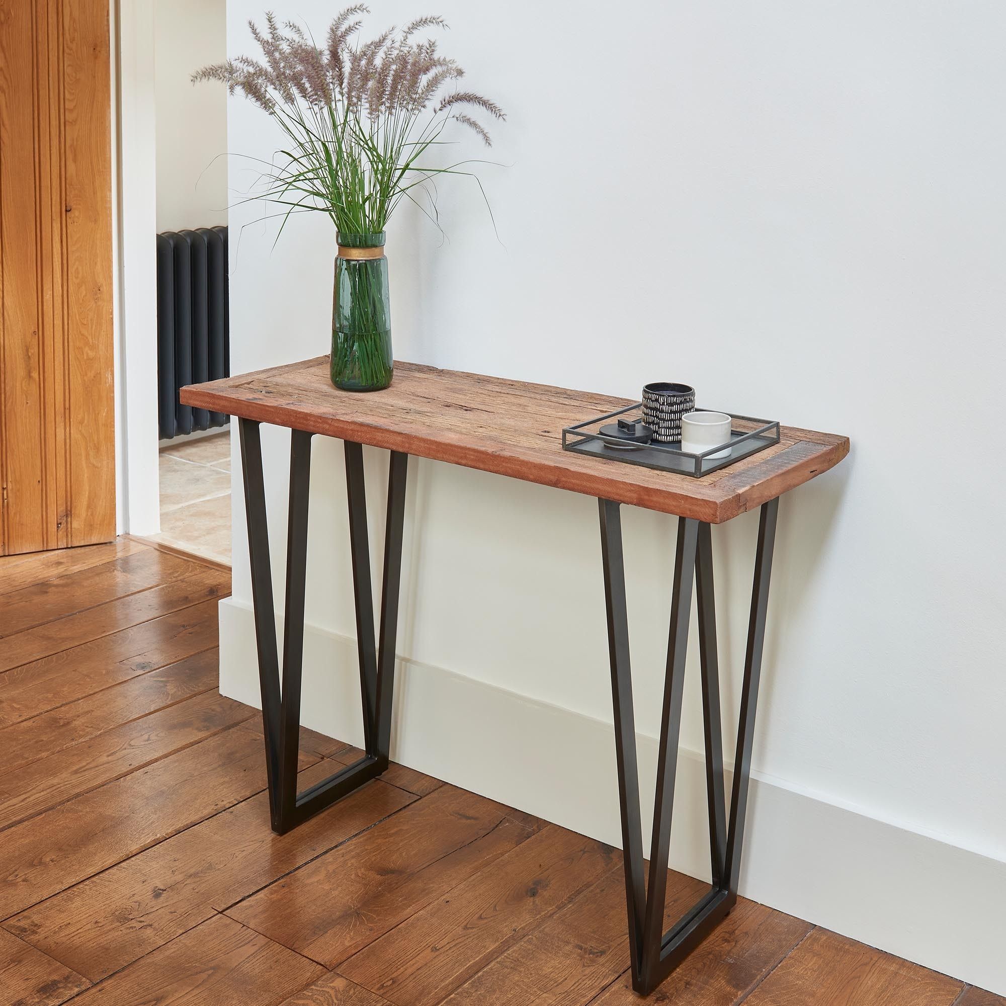 Industrial Reclaimed Wood Console Table | Console Table In Wood Console Tables (Photo 4 of 20)