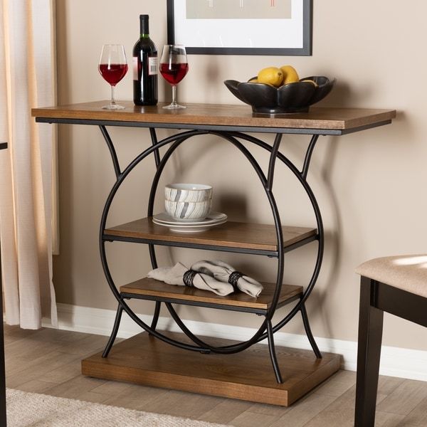 Industrial Walnut Brown Circular Console Table – Overstock In 1 Shelf Square Console Tables (View 20 of 20)