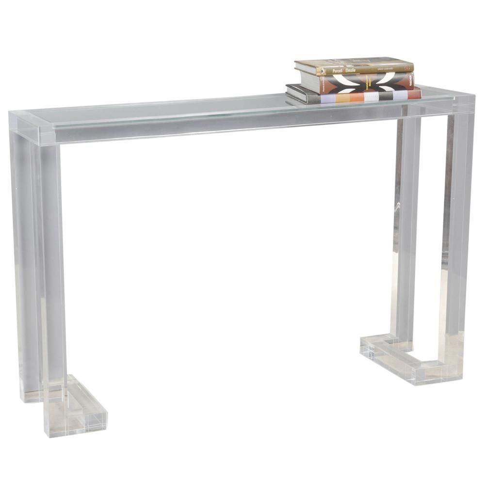 Interlude Ava Modern Acrylic Console Table | Kathy Kuo Home Within Silver And Acrylic Console Tables (Photo 12 of 20)