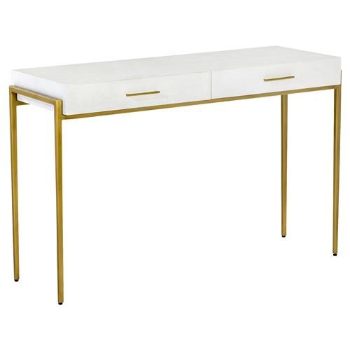 Interlude Morand White Faux Shagreen Antique Gold Leaf Within Faux Shagreen Console Tables (Photo 8 of 20)
