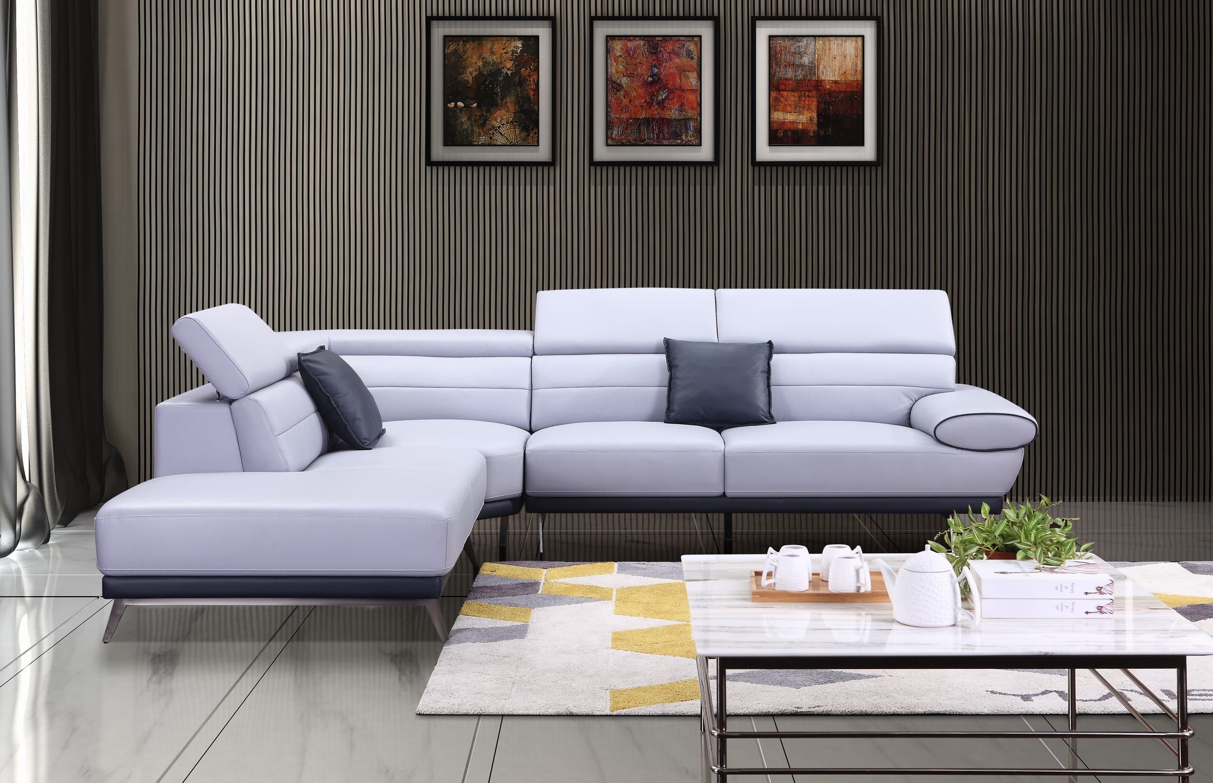 Italian Designed L Shape Sofa – Joy Furniture Throughout L Shaped Console Tables (Photo 1 of 20)