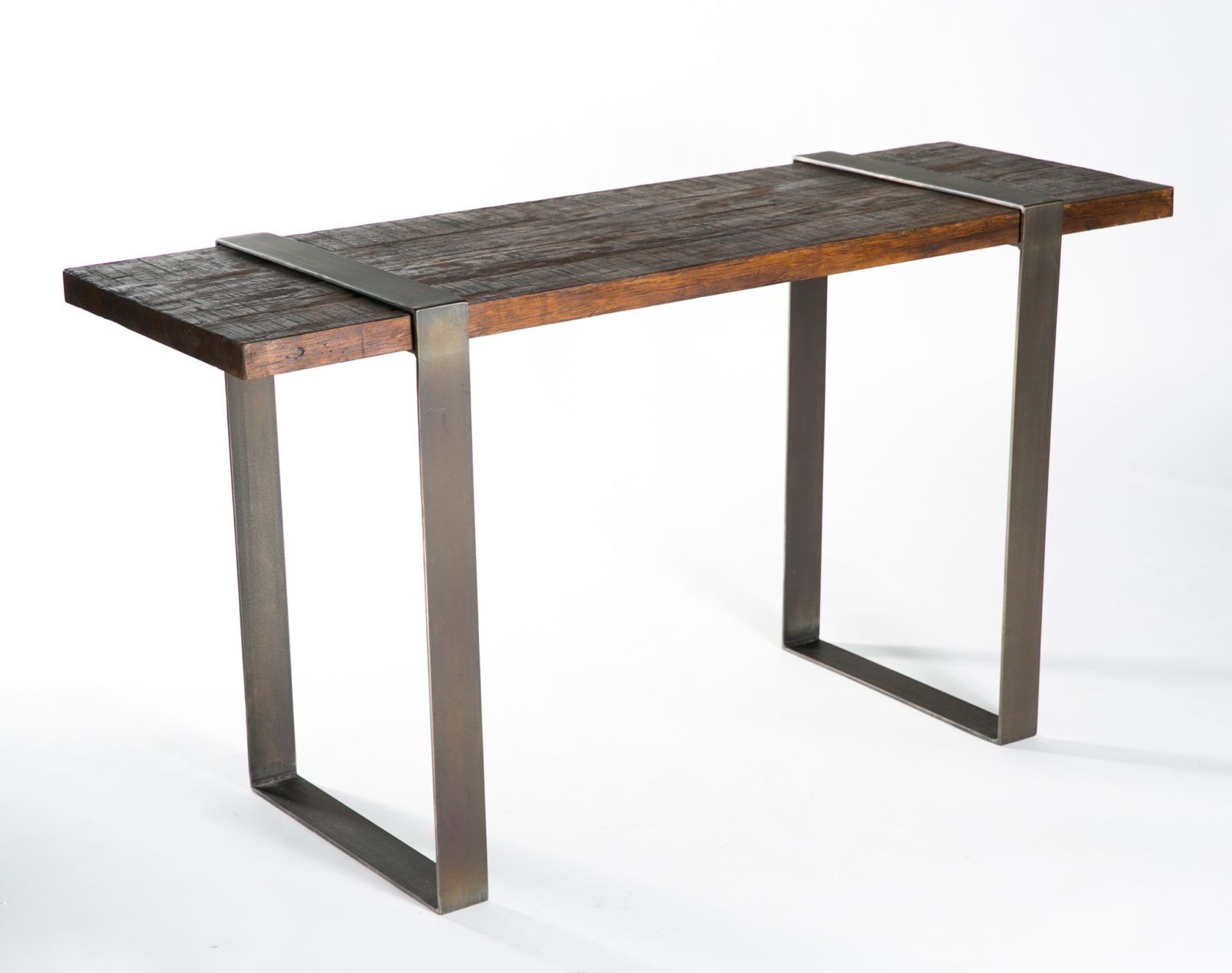 Jackson Console Table With Steel Strap Legs And Reclaimed In Oak Wood And Metal Legs Console Tables (Photo 2 of 20)