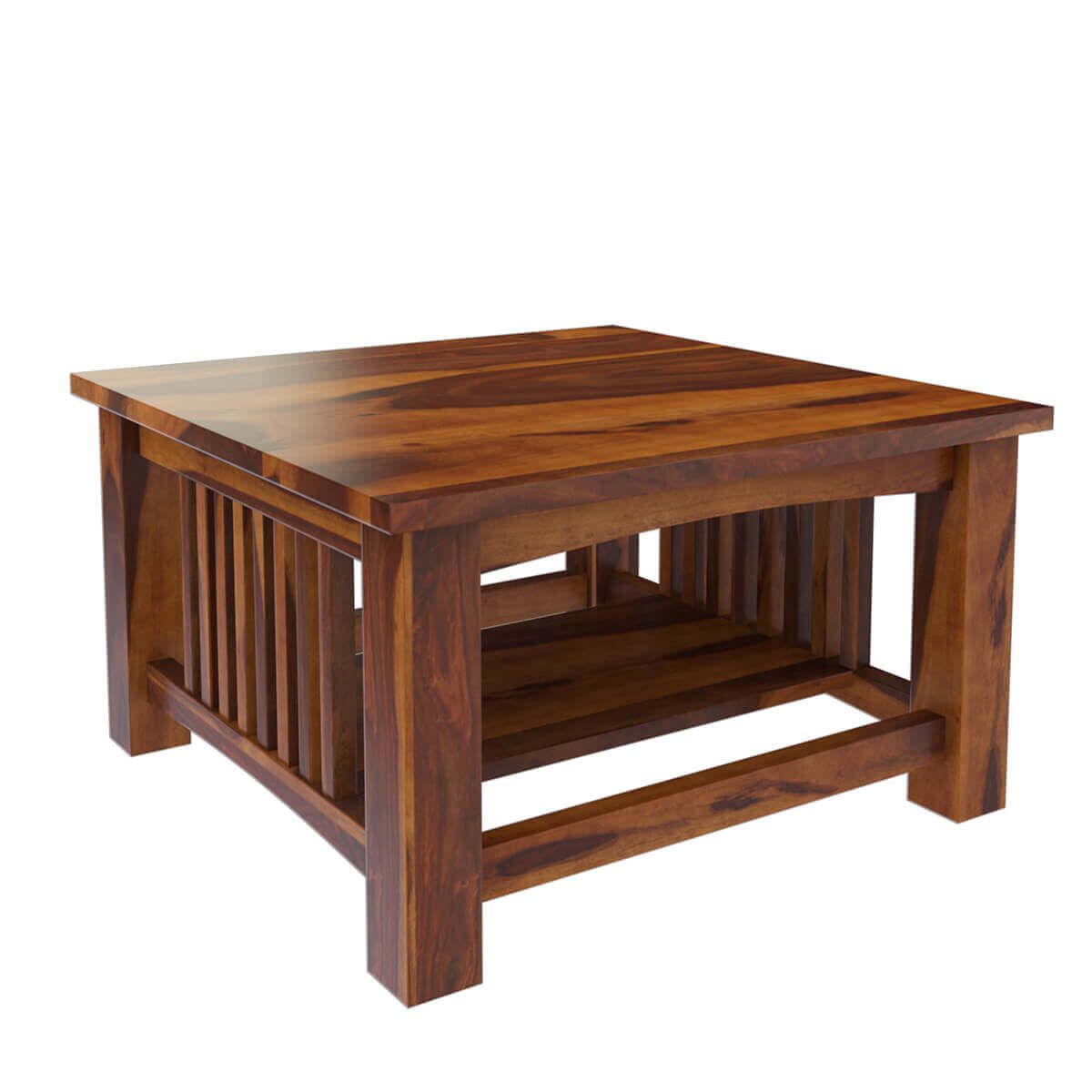 Jeddito Mission Rustic Solid Wood Square Coffee Table With Regard To Rustic Espresso Wood Console Tables (View 3 of 20)