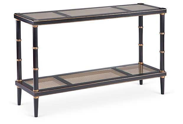 Jessa Rattan Console, Black/natural On Onekingslane Pertaining To Natural Woven Banana Console Tables (View 6 of 20)
