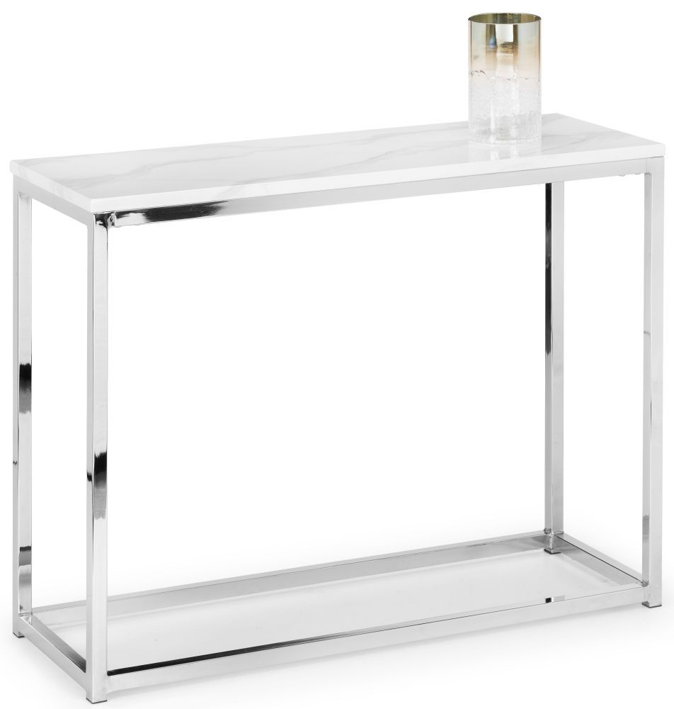 Julian Bowen Scala Console Table – White Marble And Chrome Intended For White Marble And Gold Console Tables (View 14 of 20)