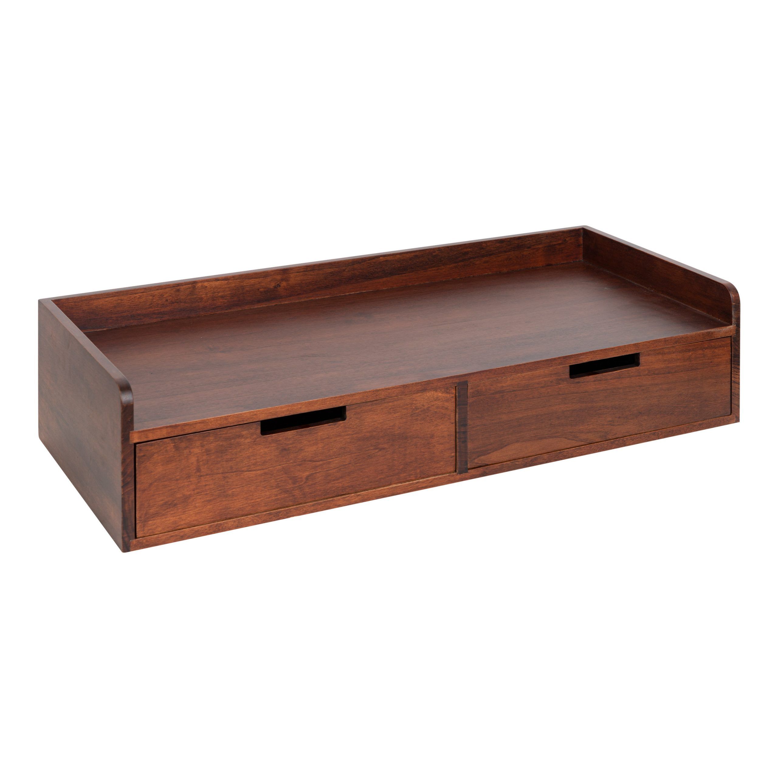 Kate And Laurel Kitt Modern Floating Shelf With Drawers Within Walnut Wood Storage Trunk Console Tables (View 15 of 20)