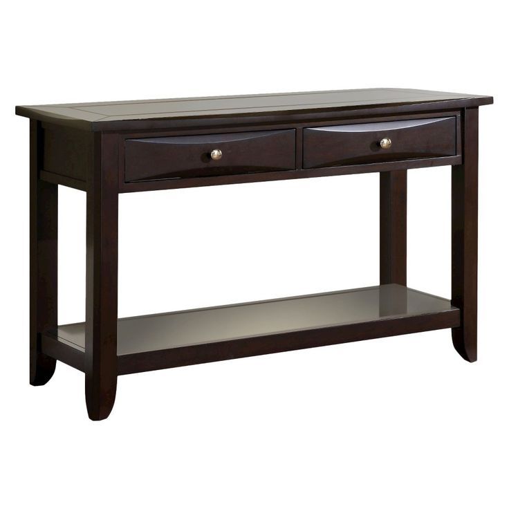 Langen Modern 2 Drawer Sofa Table Brown – Homes: Inside Within Brown Wood And Steel Plate Console Tables (Photo 10 of 20)