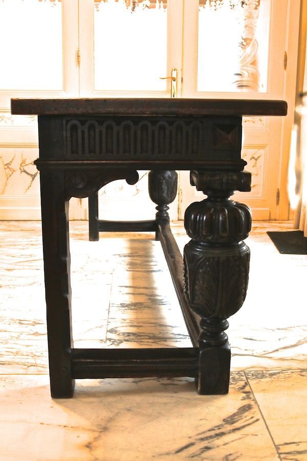 Large Antique Elizabethan Oak Console Table. Original 16th With Antiqued Gold Rectangular Console Tables (Photo 11 of 20)