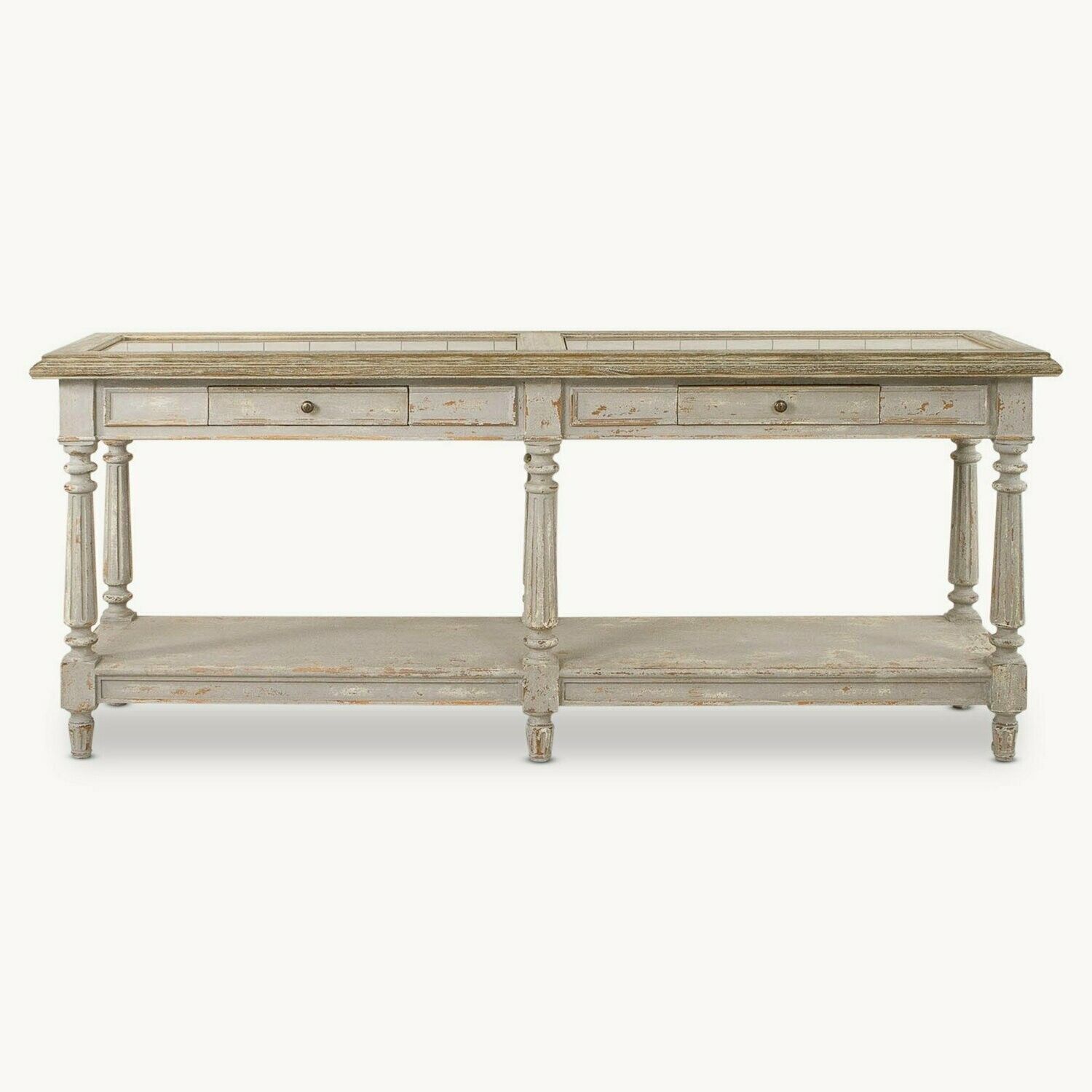 Large Grey Oak And Stone Console Table Inside Vintage Gray Oak Console Tables (Photo 15 of 20)